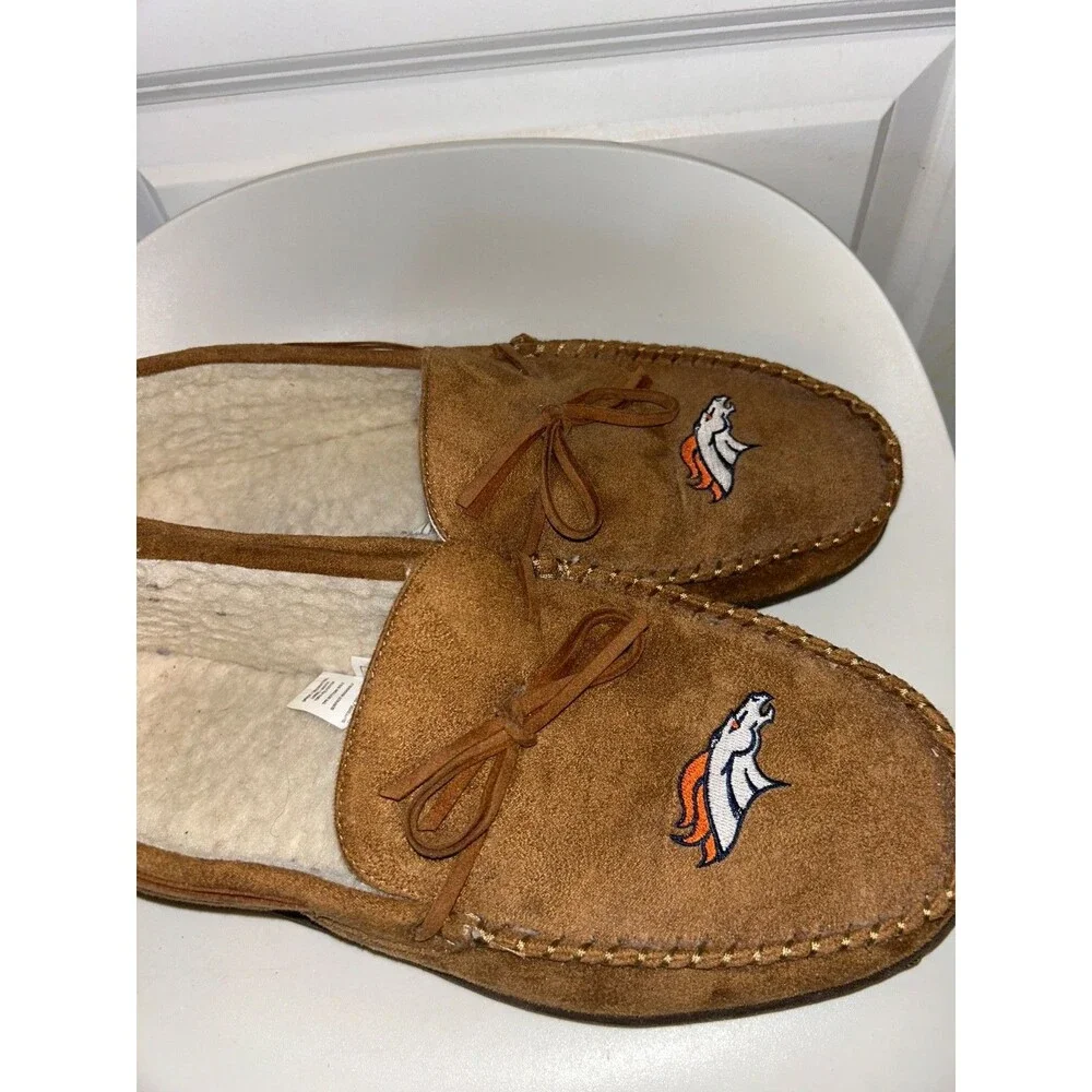 Denver Broncos Embroidery Slippers Faux Suede Faux Men’s size XL 11.5-13